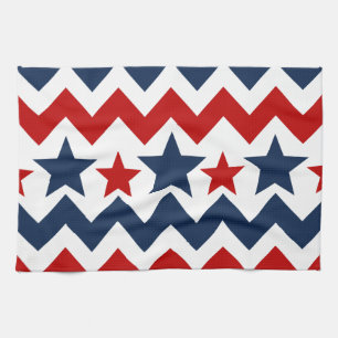 Fun Red White Blue Chevron Stars en Stripes Theedoek