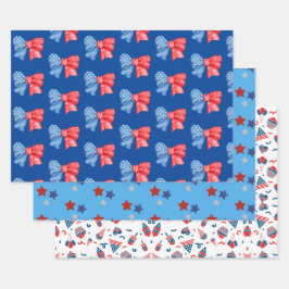 Fun Red White en Blue ontworpen Inpakpapier Vel