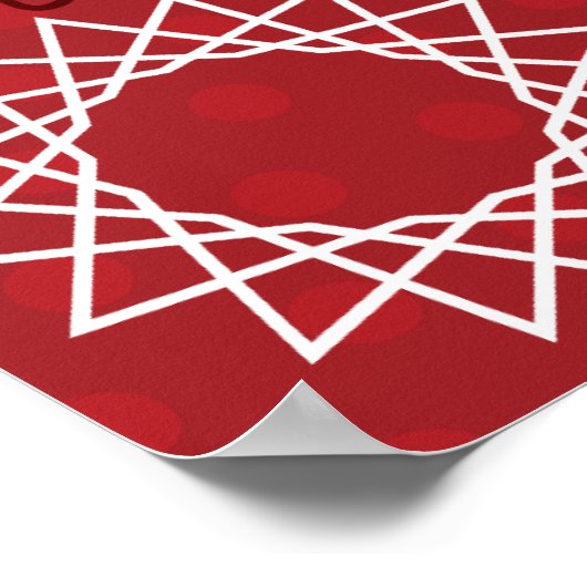 Fun Red White Geometric Pattern Spirograded Design Poster (Hoek)