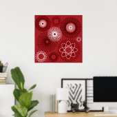 Fun Red White Geometric Pattern Spirograded Design Poster (Thuiskantoor)