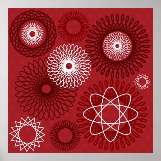Fun Red White Geometric Pattern Spirograded Design Poster (Voorkant)