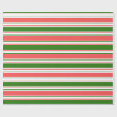 Fun Red, White, Green Kerstgeïnspireerd Pattern Cadeaupapier (Vlak)