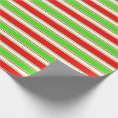 Fun Red, White, Green Kerstgeïnspireerd Pattern Cadeaupapier (Hoek)