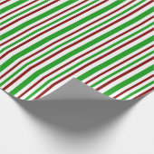 Fun Red, White, Green-kerstgeïnspireerde lijnen Cadeaupapier (Hoek)
