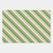 Fun Red, White, Green-kerstgeïnspireerde lijnen Inpakpapier Vel (Voorkant 3)