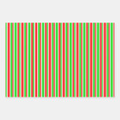Fun Red, White, Green Kerstmis Geïnspireerde strep Inpakpapier Vel (Voorkant 2)