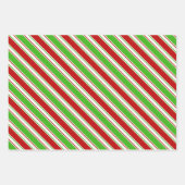 Fun Red, White, Green Kerstmis Geïnspireerde strep Inpakpapier Vel (Voorkant)