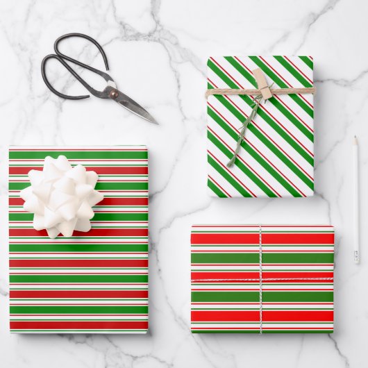 Fun Red, White, Green Kerstmis-Thleines Inpakpapier Vel (Voorkant)