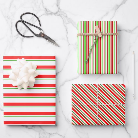 Fun Red, White, Green Kerstmis Thlepes Inpakpapier Vel (Voorkant)