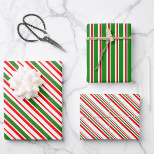 Fun Red, White, Green-kerstpatronen Inpakpapier Vel