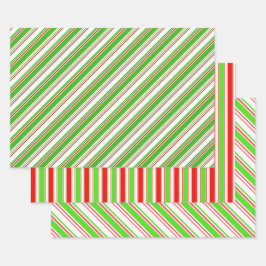 Fun Red, White, Green-kerstpatronen Inpakpapier Vel
