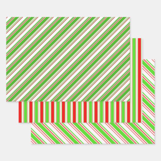Fun Red, White, Green-kerstpatronen Inpakpapier Vel (Set)