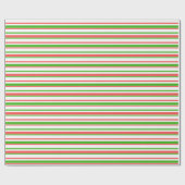 Fun Red, White, Green Lined/Striped Pattern Cadeaupapier (Vlak)