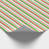 Fun Red, White, Green Lined/Striped Pattern Cadeaupapier (Hoek)