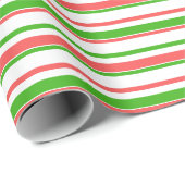 Fun Red, White, Green Lined/Striped Pattern Cadeaupapier (Rol Hoek)