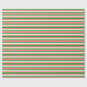 Fun Red, White, Green Lines Pattern Wrapping Paper Cadeaupapier