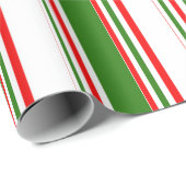 Fun Red, White, Green Striped Pattern Cadeaupapier (Rol Hoek)
