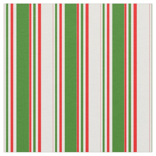Fun Red, White, Green Striped Pattern Stof (Close Up)