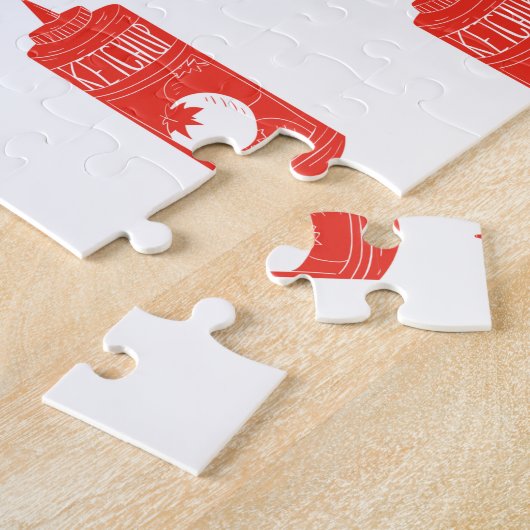 Fun Red White Ketchup Sauce Patroon Legpuzzel (Zijkant)