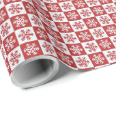 Fun Red & White Snowflake Pattern Kerstmis Cadeaupapier (Rol Hoek)