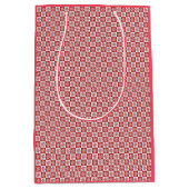 Fun Red & White Snowflake Pattern Kerstmis Medium Cadeauzakje (Voorkant)