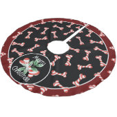 Fun Red & White Striped Dog Bone-kerstpatroon Kerstboom Rok (Gekanteld)