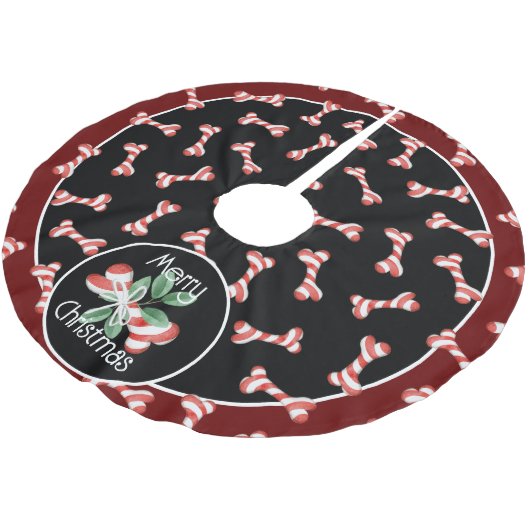 Fun Red & White Striped Dog Bone-kerstpatroon Kerstboom Rok (Gekanteld)