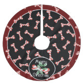 Fun Red & White Striped Dog Bone-kerstpatroon Kerstboom Rok (Voorkant)