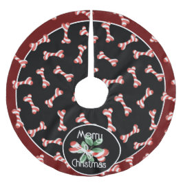 Fun Red & White Striped Dog Bone-kerstpatroon Kerstboom Rok