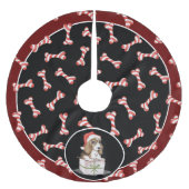 Fun Red & White Striped Dog Bone, Santa Dog Kerstboom Rok (Voorkant)
