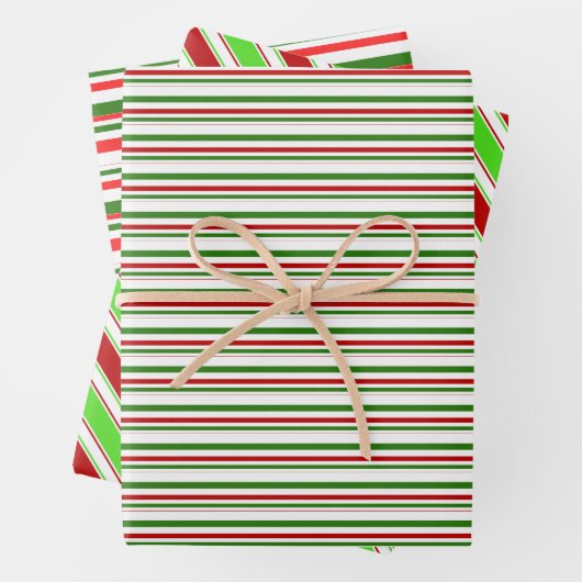 Fun Red, wit, groen gekleurd kerstfeest geïnspiree Inpakpapier Vel (In situ)