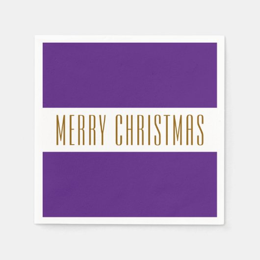 Fun Regal Paarse Witte VROLIJKE KERSTSTREPEN Servet (Voorkant)