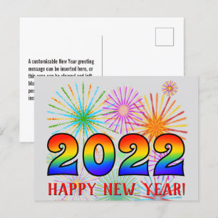 Fun, regenboogkleuren 2022 + "GEWELD NIEUW JAAR!" Briefkaart