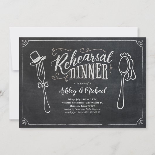 Fun Rehearsal Dinner Invitations - Chalkboard Kaart (Voorkant)