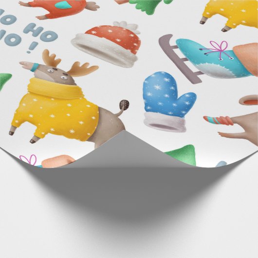 Fun Reindeer Holiday Wrapping Paper Cadeaupapier (Hoek)