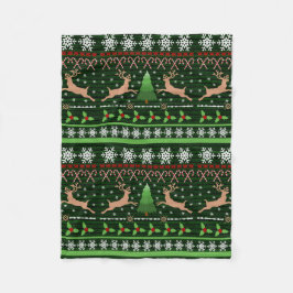 Fun Reindeer KerstSweater Fleece Deken