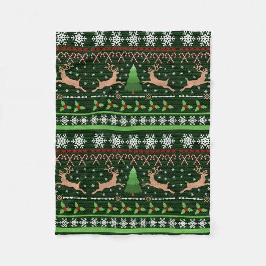 Fun Reindeer KerstSweater Fleece Deken (Voorkant)