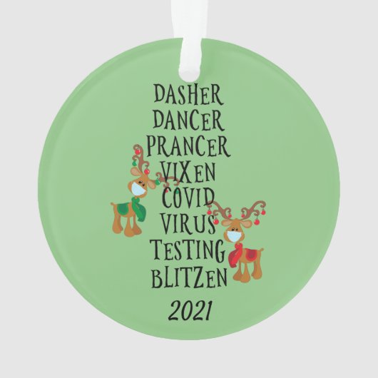 Fun Reindeer Names Covid 2021 Quarantine Ornament (achterkant)
