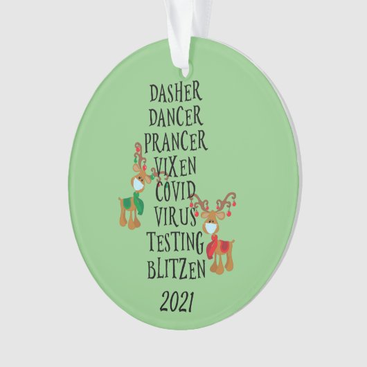 Fun Reindeer Names Covid 2021 Quarantine Ornament (voorkant)