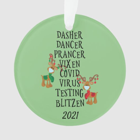 Fun Reindeer Names Covid 2021 Quarantine Ornament (voorkant)