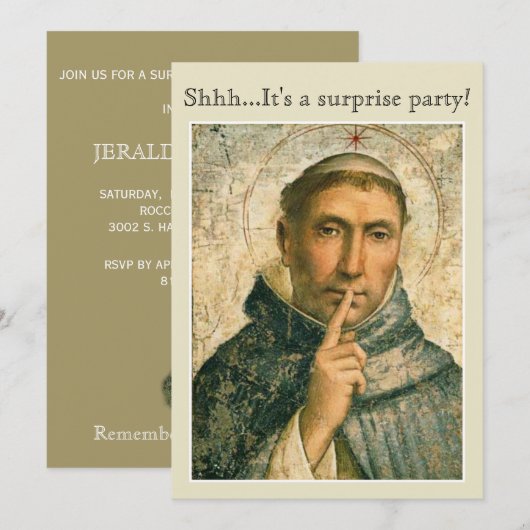FUN RELIGIOUS SAINT DOMINIC SURPRISE PARTITY EVENE KAART (Voorkant / Achterkant)