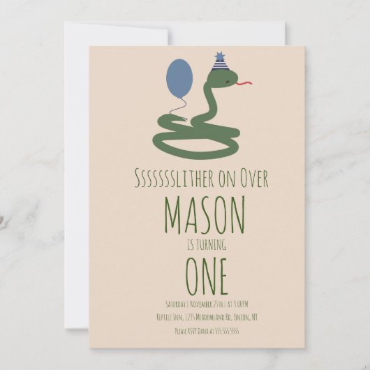 Fun Reptile Snake Zoo Wild Birthday Party Kaart (Voorkant)