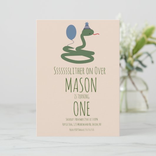 Fun Reptile Snake Zoo Wild Birthday Party Kaart (Staand voorkant)