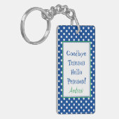 Fun Retirement Hallo Pension Quote Blue Sleutelhanger (Voorkant Links)