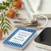 Fun Retirement Hallo Pension Quote Blue Sleutelhanger (Voorkant Rechts)