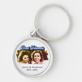 Fun Retro Blue Best Friends Photo Sleutelhanger