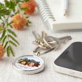 Fun Retro Blue Best Friends Photo Sleutelhanger (Zijkant)