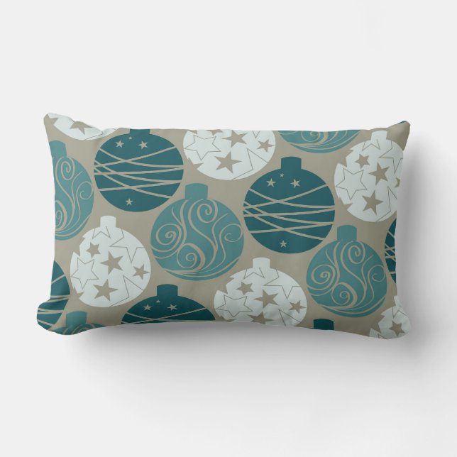 Fun Retro Blue Grey-kerstsierdesign Kussen (Voorkant)
