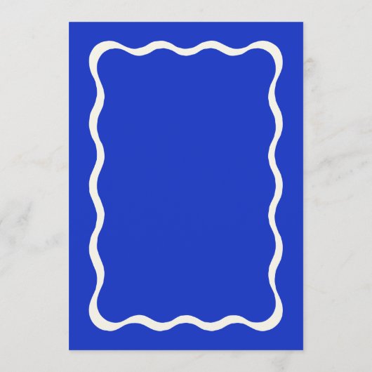Fun Retro Blue Modern Wavy Wedding Menu Kaarten (Achterkant)
