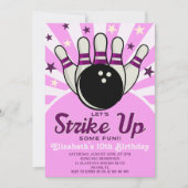 Fun Retro Bowling Birthday Girl Party Kaart (Voorkant)